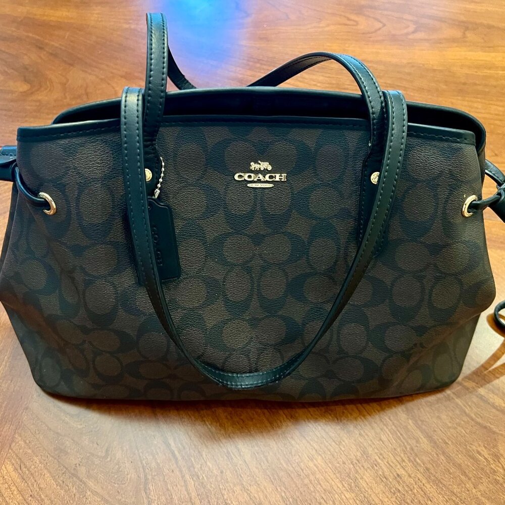 Coach Black/Brown Signature Canvas Satchel